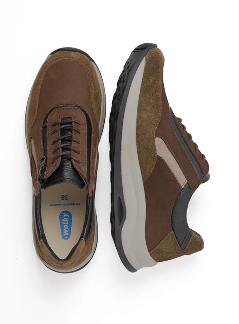 Wolky Cupar - taupe combi leer<DAMES Lage Veterschoenen|Wandelschoenen