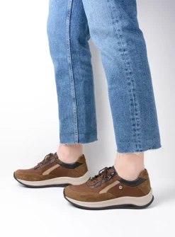 Wolky Cupar - taupe combi leer<DAMES Lage Veterschoenen|Wandelschoenen