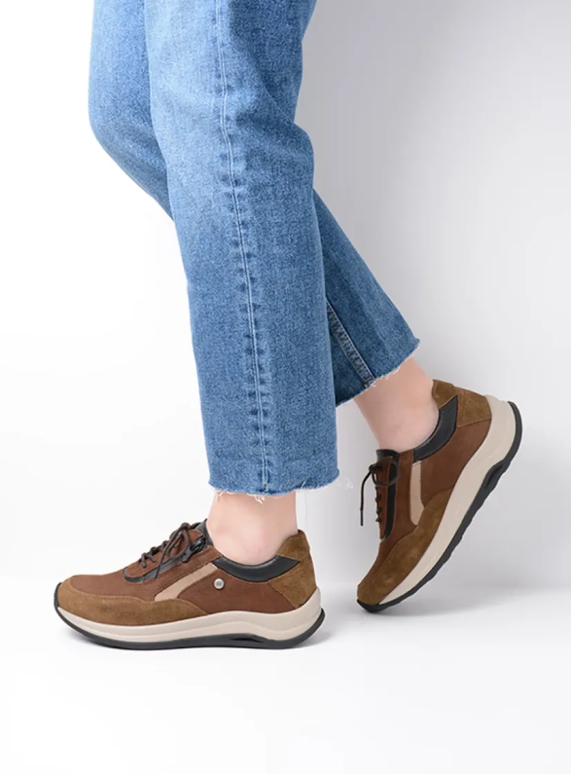 Wolky Cupar - taupe combi leer<DAMES Lage Veterschoenen|Wandelschoenen