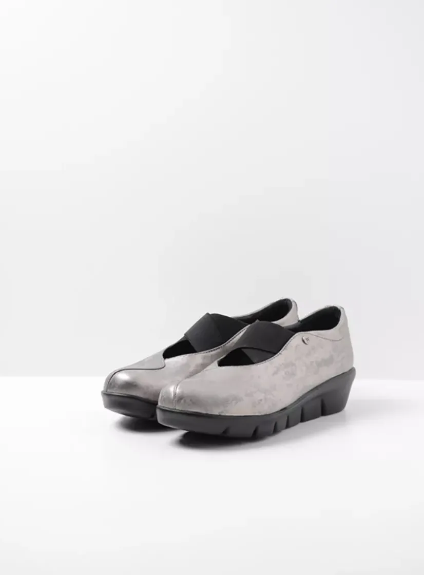 Wolky Cursa - grijs metallic nubuck<DAMES Instappers|Herfst/Winter