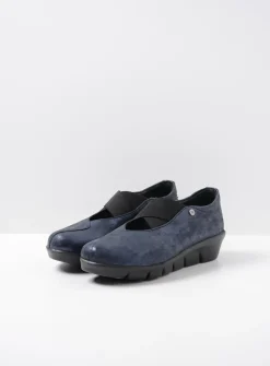 Wolky Cursa - marineblauw metallic nubuck<DAMES Instappers|Herfst/Winter