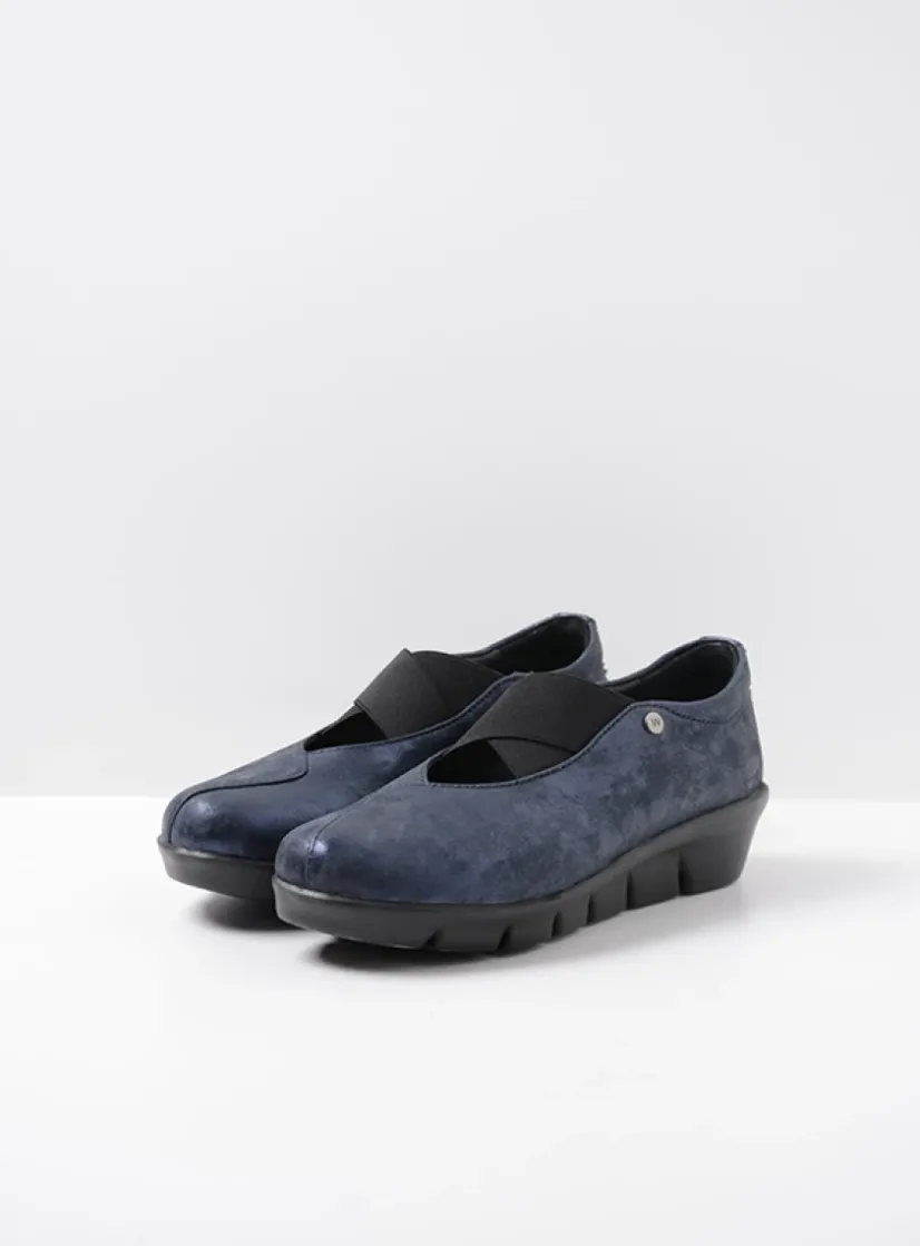 Wolky Cursa - marineblauw metallic nubuck<DAMES Instappers|Herfst/Winter