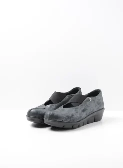 Wolky Cursa - zwart metallic nubuck<DAMES Instappers|Herfst/Winter