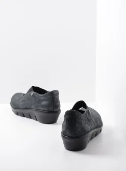 Wolky Cursa - zwart metallic nubuck<DAMES Instappers|Herfst/Winter
