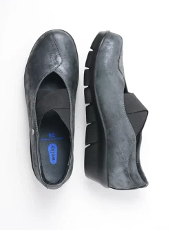 Wolky Cursa - zwart metallic nubuck<DAMES Instappers|Herfst/Winter