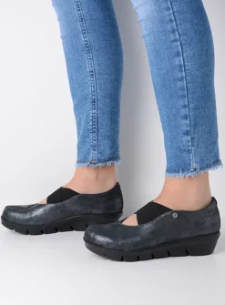 Wolky Cursa - zwart metallic nubuck<DAMES Instappers|Herfst/Winter