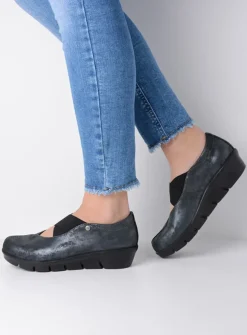 Wolky Cursa - zwart metallic nubuck<DAMES Instappers|Herfst/Winter