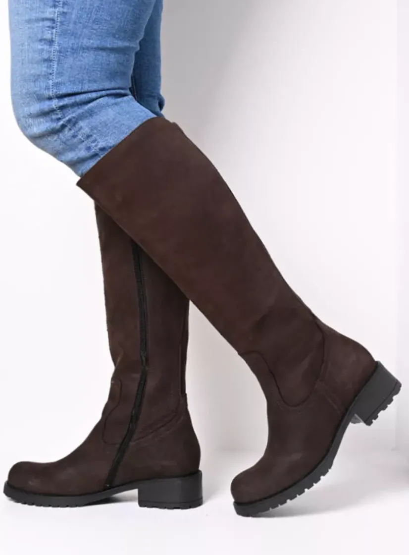 Wolky Curtina F2F - bruin nubuck<DAMES Lange Laarzen|Herfst/Winter
