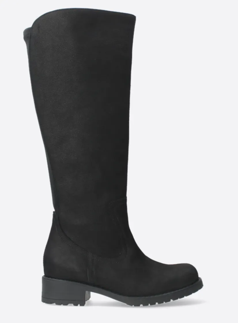Wolky Curtina F2F - zwart nubuck<DAMES Lange Laarzen|Herfst/Winter