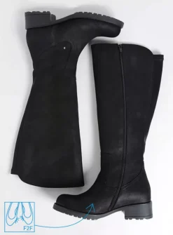 Wolky Curtina F2F - zwart nubuck<DAMES Lange Laarzen|Herfst/Winter