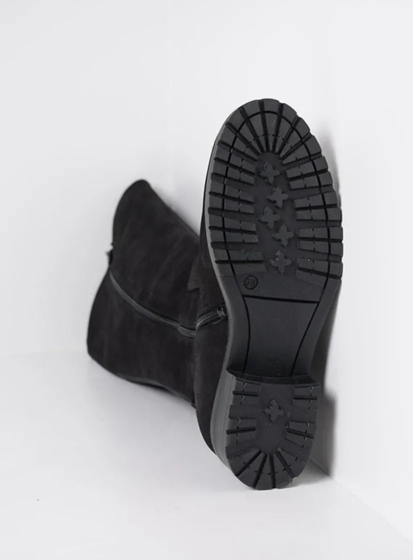 Wolky Curtina F2F - zwart nubuck<DAMES Lange Laarzen|Herfst/Winter