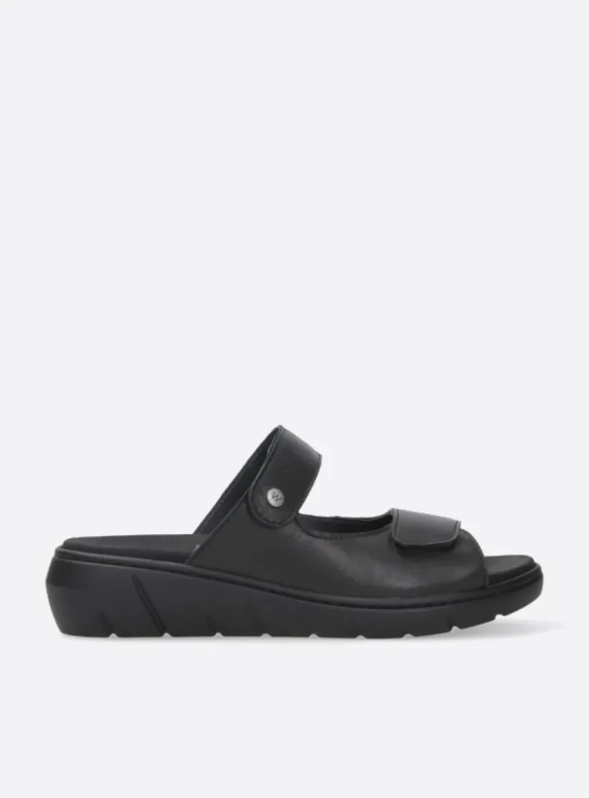 Wolky Cyprus - zwart leer<DAMES Slippers