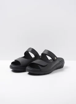 Wolky Cyprus - zwart leer<DAMES Slippers