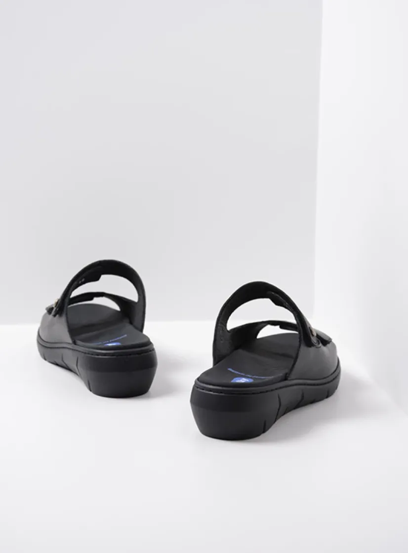 Wolky Cyprus - zwart leer<DAMES Slippers