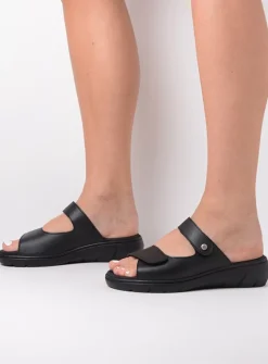 Wolky Cyprus - zwart leer<DAMES Slippers