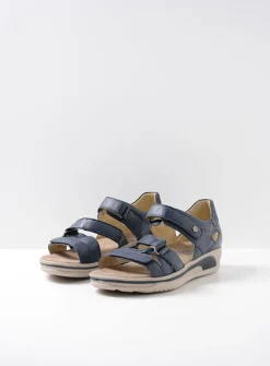 Wolky Desh - blauw leer<DAMES Sandalen