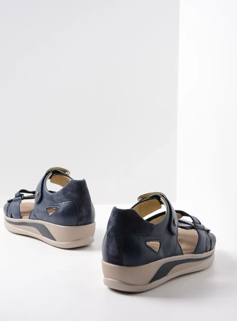 Wolky Desh - blauw leer<DAMES Sandalen