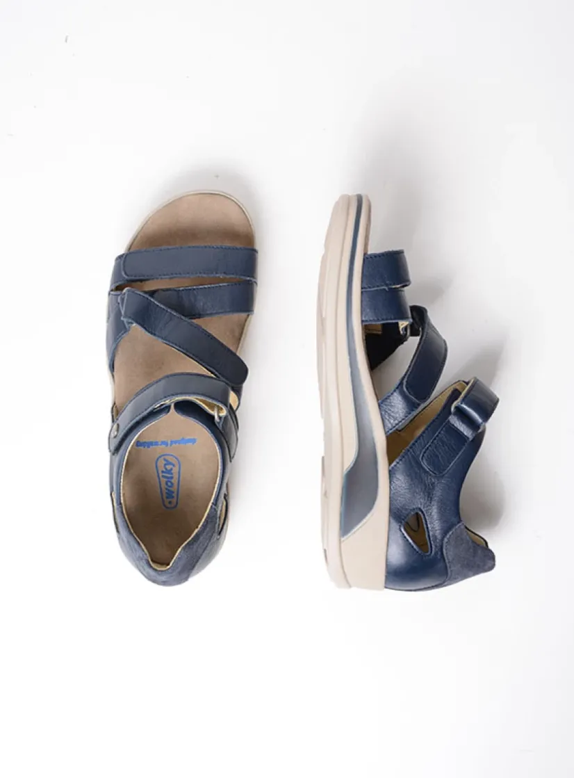 Wolky Desh - blauw leer<DAMES Sandalen