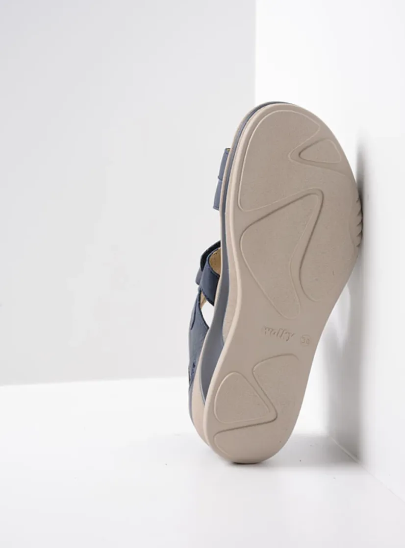 Wolky Desh - blauw leer<DAMES Sandalen