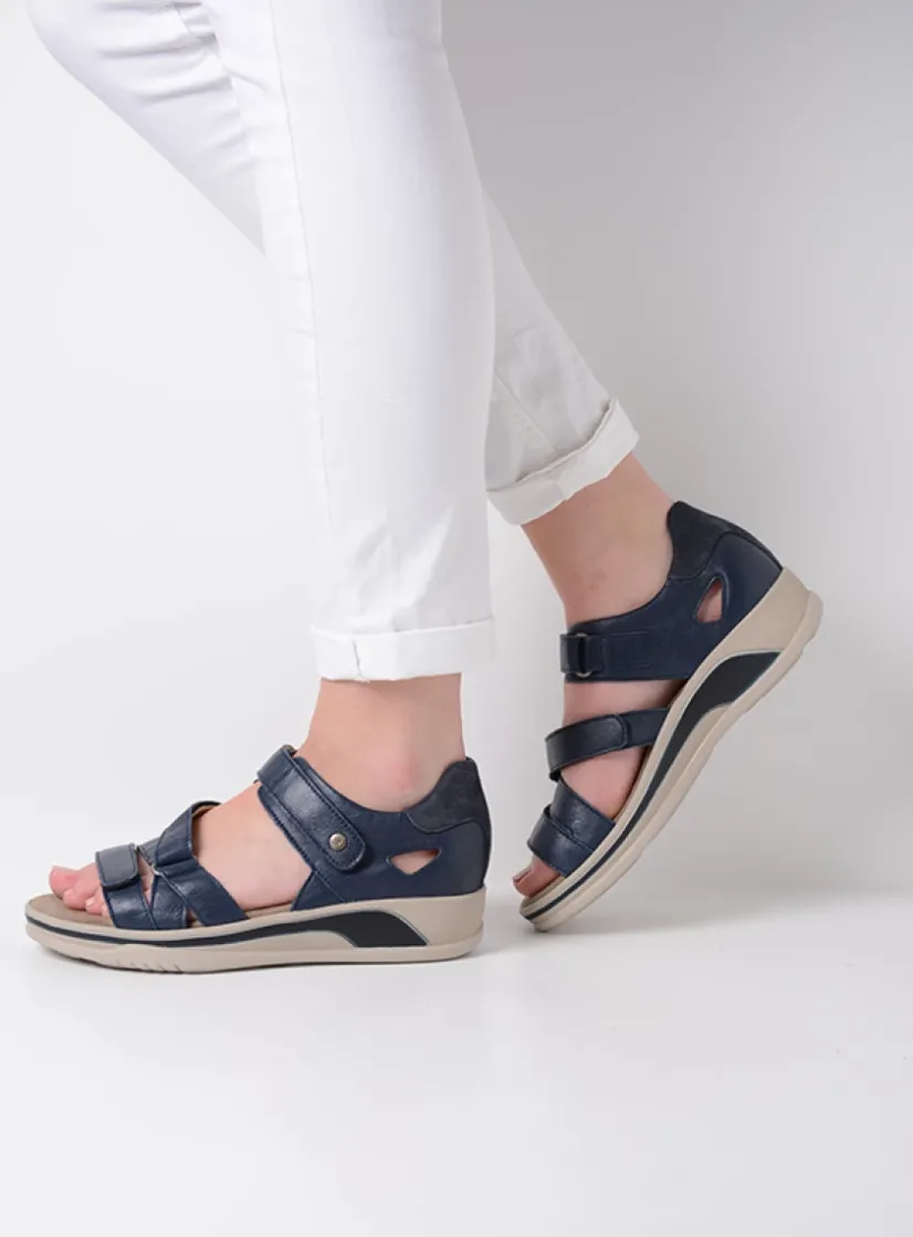Wolky Desh - blauw leer<DAMES Sandalen