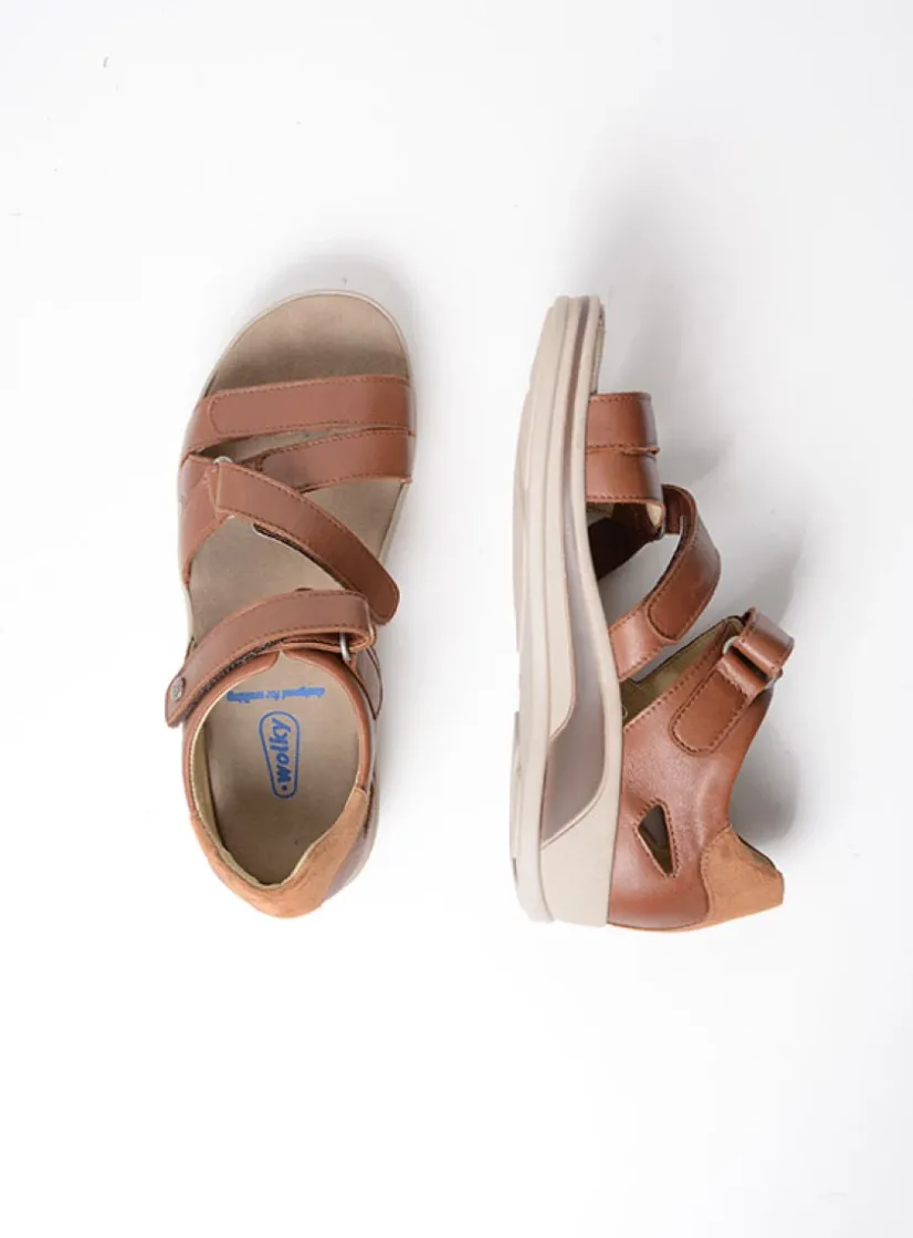 Wolky Desh - cognac leer<DAMES Sandalen