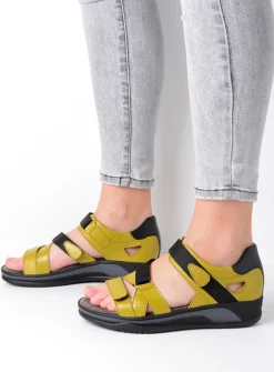 Wolky Desh - olijfgroen leer<DAMES Sandalen