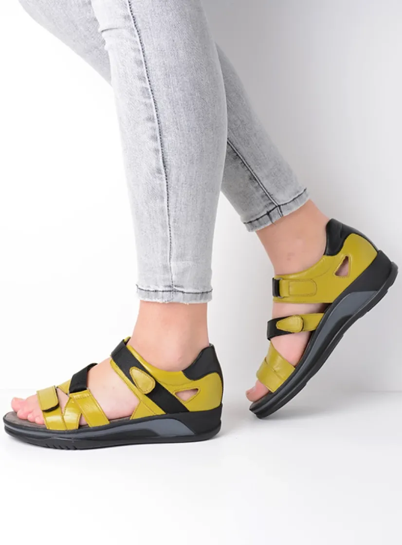 Wolky Desh - olijfgroen leer<DAMES Sandalen