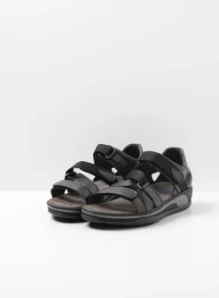 Wolky Desh - zwart leer<DAMES Sandalen
