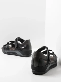 Wolky Desh - zwart leer<DAMES Sandalen