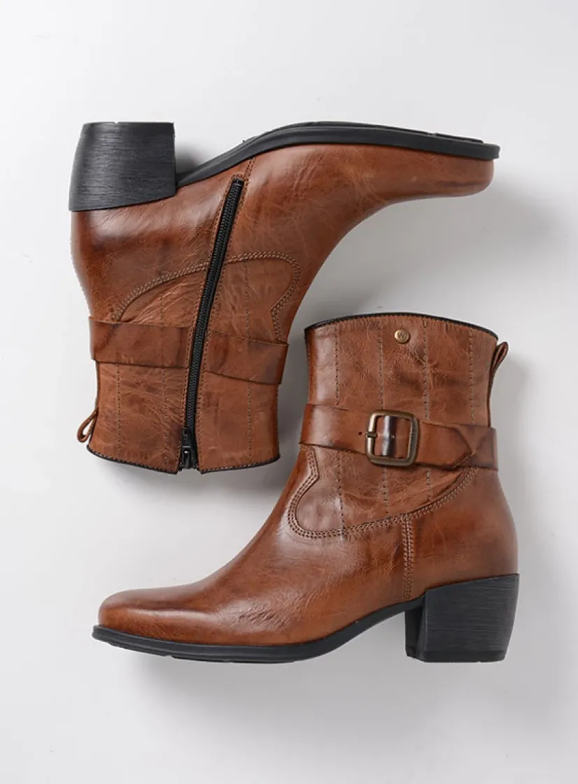 Wolky Dexter - cognac leer<DAMES Halfhoge Laarzen|Cowboylaarzen