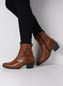 Wolky Dexter - cognac leer<DAMES Halfhoge Laarzen|Cowboylaarzen