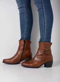 Wolky Dexter - cognac leer<DAMES Halfhoge Laarzen|Cowboylaarzen