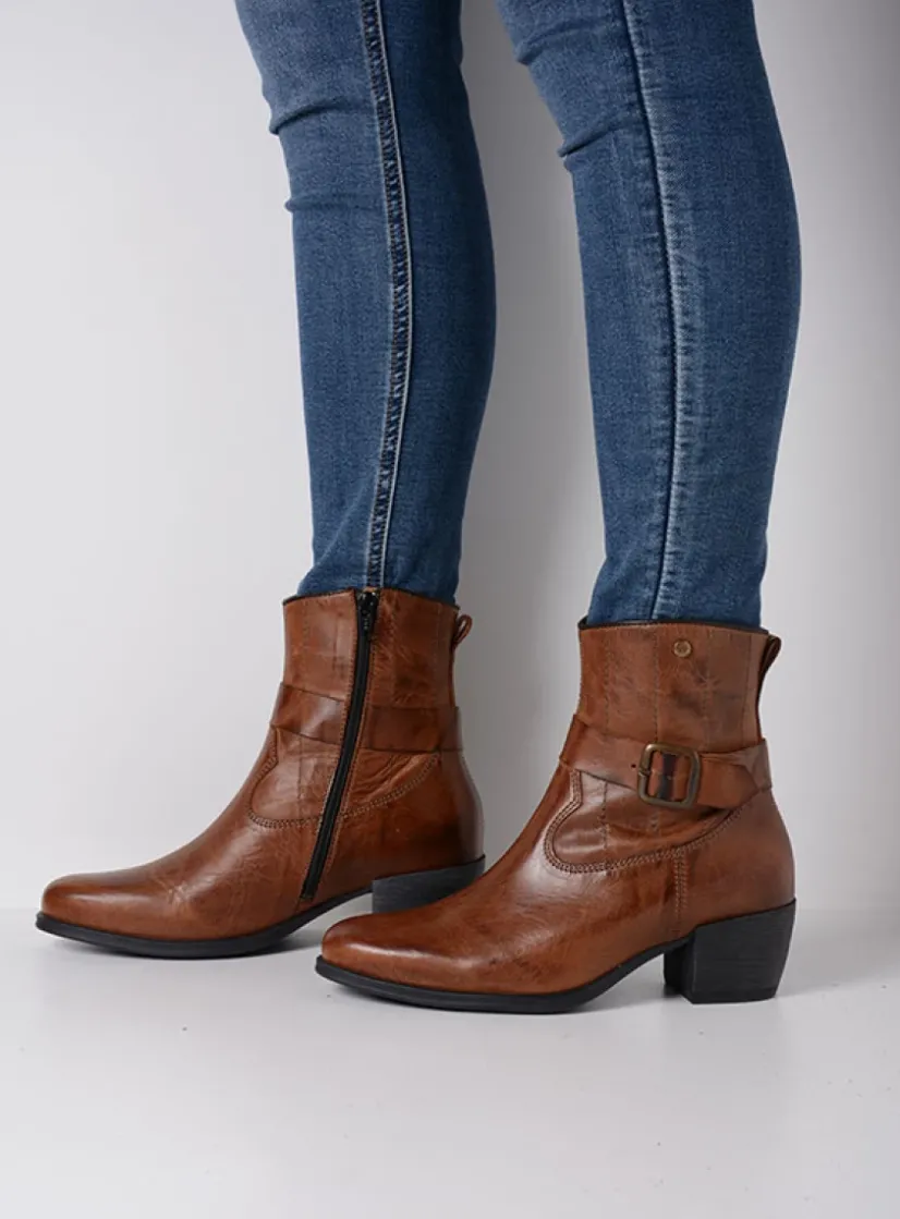 Wolky Dexter - cognac leer<DAMES Halfhoge Laarzen|Cowboylaarzen
