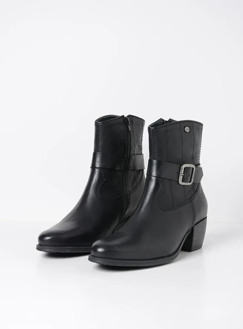 Wolky Dexter - zwart leer<DAMES Halfhoge Laarzen|Cowboylaarzen