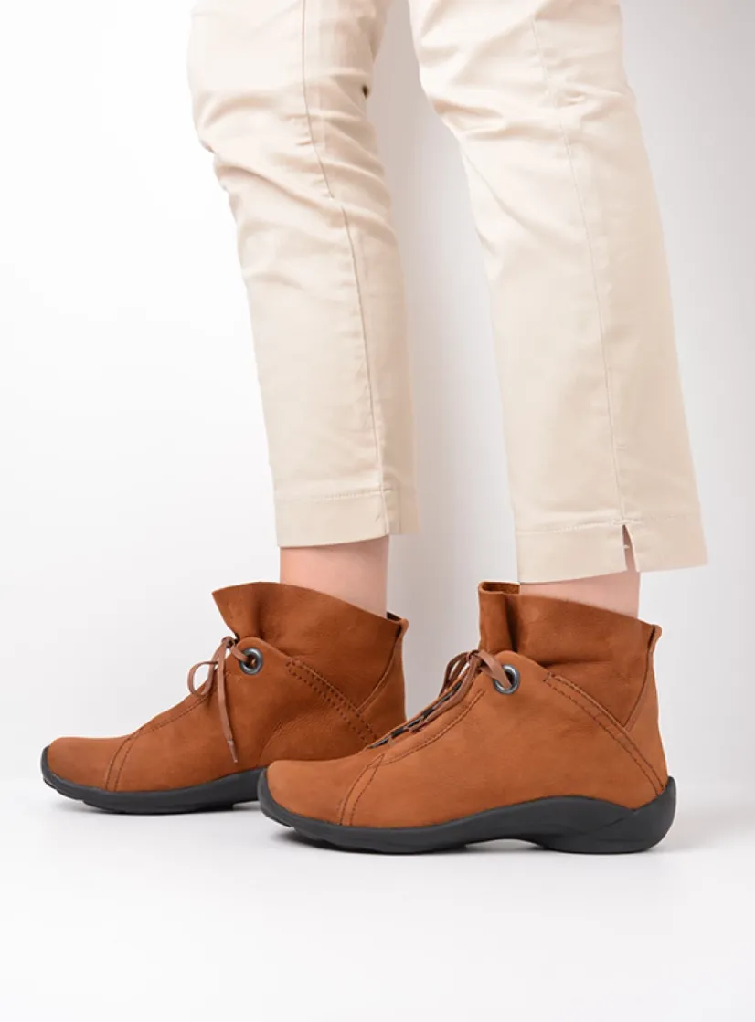 Wolky Diana - cognac nubuck<DAMES Hoge Veterschoenen|Herfst/Winter