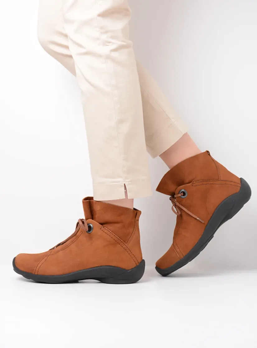 Wolky Diana - cognac nubuck<DAMES Hoge Veterschoenen|Herfst/Winter