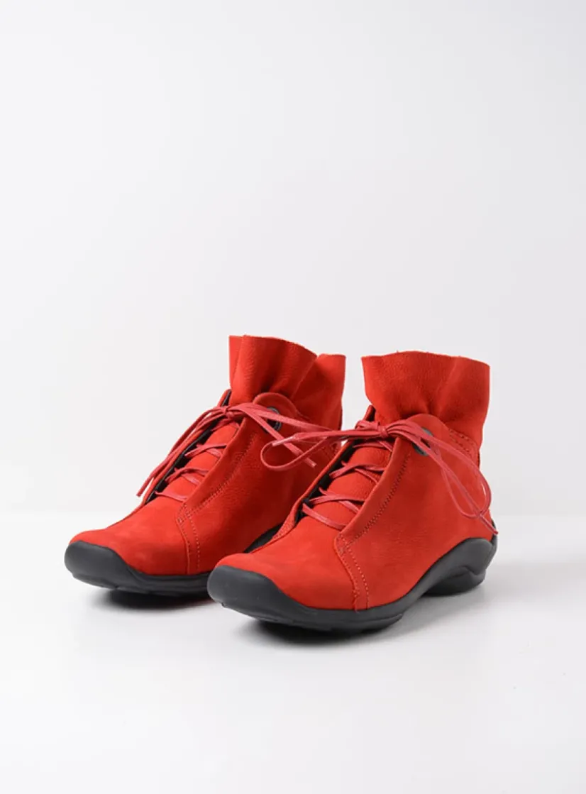 Wolky Diana - donkerrood nubuck<DAMES Hoge Veterschoenen|Herfst/Winter