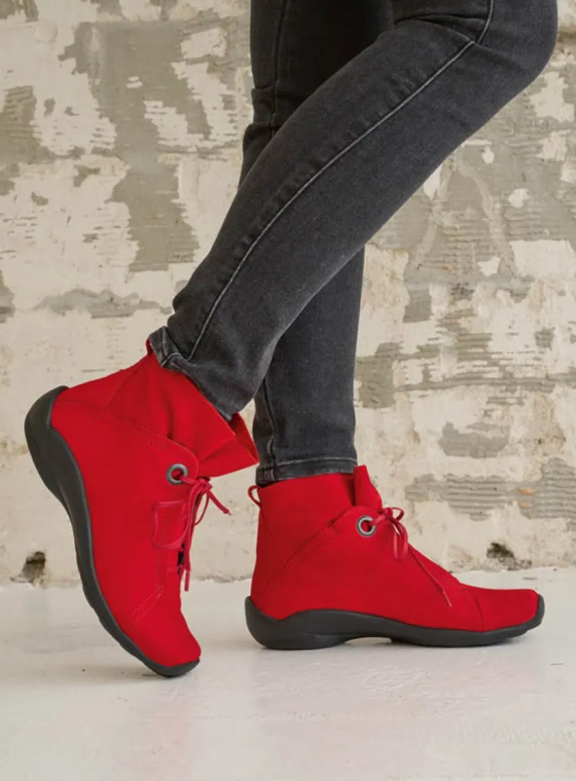 Wolky Diana - donkerrood nubuck<DAMES Hoge Veterschoenen|Herfst/Winter