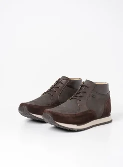 Wolky e-Boot - asfalt combi leer<DAMES Hoge Veterschoenen|Wandelschoenen