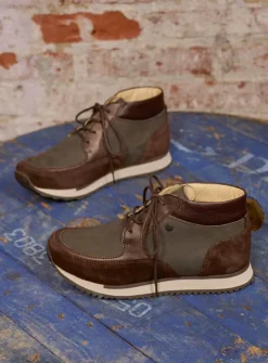 Wolky e-Boot - asfalt combi leer<DAMES Hoge Veterschoenen|Wandelschoenen