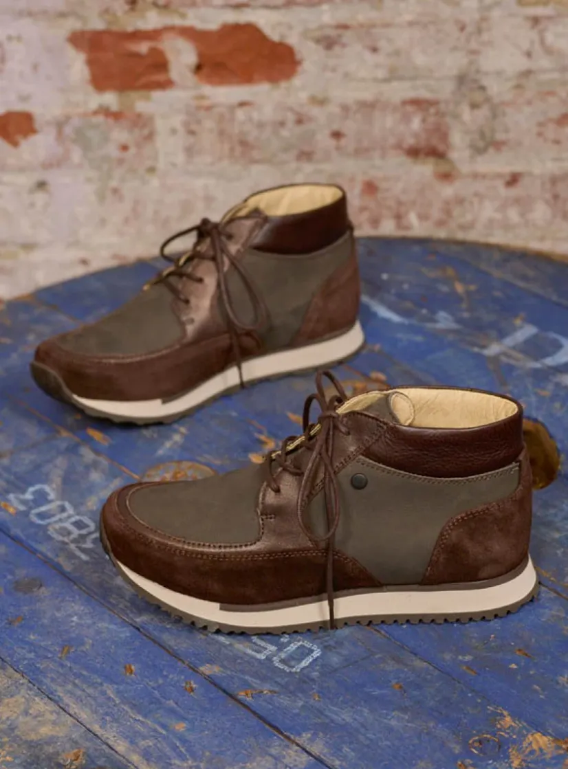 Wolky e-Boot - asfalt combi leer<DAMES Hoge Veterschoenen|Wandelschoenen