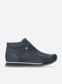 Wolky e-Boot - blauw stretch nubuck<DAMES Hoge Veterschoenen|Wandelschoenen