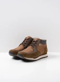 Wolky e-Boot - taupe combi leer<DAMES Hoge Veterschoenen|Wandelschoenen