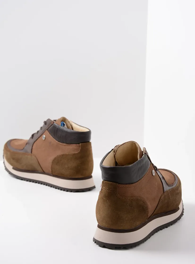 Wolky e-Boot - taupe combi leer<DAMES Hoge Veterschoenen|Wandelschoenen