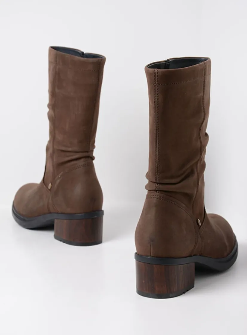 Wolky Edmonton - bruin nubuck<DAMES Halfhoge Laarzen|Herfst/Winter