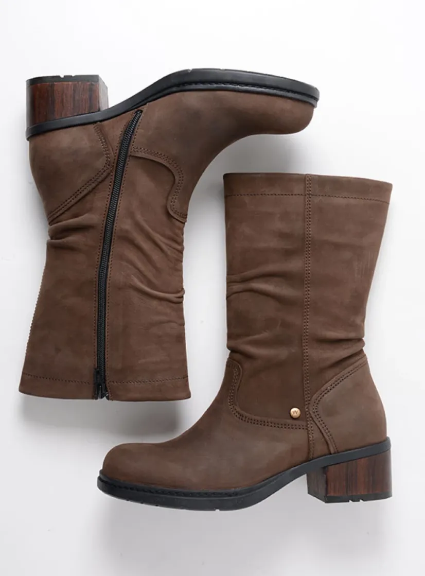 Wolky Edmonton - bruin nubuck<DAMES Halfhoge Laarzen|Herfst/Winter