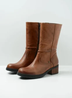 Wolky Edmonton - cognac leer<DAMES Halfhoge Laarzen|Herfst/Winter