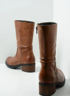 Wolky Edmonton - cognac leer<DAMES Halfhoge Laarzen|Herfst/Winter