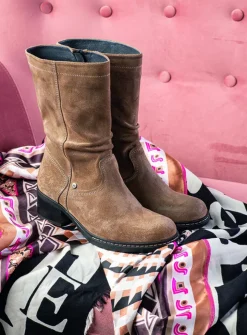 Wolky Edmonton - taupe suede<DAMES Halfhoge Laarzen|Herfst/Winter