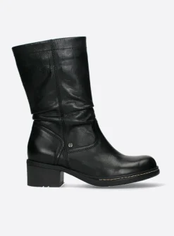 Wolky Edmonton - zwart gepoetst leer<DAMES Halfhoge Laarzen|Herfst/Winter